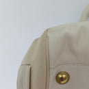 Salvatore Ferragamo Gancini Shoulder Bag Leather White Gold Auth 85534-16