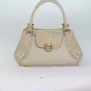 Salvatore Ferragamo Gancini Shoulder Bag Leather White Gold Auth 85534-12