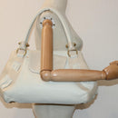 Salvatore Ferragamo Gancini Shoulder Bag Leather White Gold Auth 85534-23
