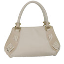 Salvatore Ferragamo Gancini Shoulder Bag Leather White Gold Auth 85534-2