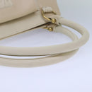 Salvatore Ferragamo Gancini Shoulder Bag Leather White Gold Auth 85534-7