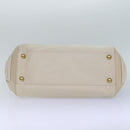 Salvatore Ferragamo Gancini Shoulder Bag Leather White Gold Auth 85534-5