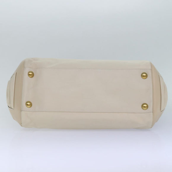 Salvatore Ferragamo Gancini Umhängetasche Leder Weiß Gold Auth 85534