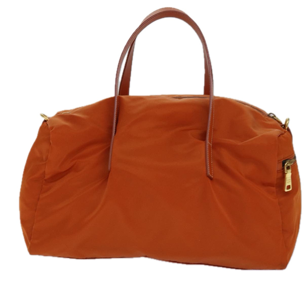 PRADA Hand Bag Nylon 2way Orange Gold Auth 85539 - 0