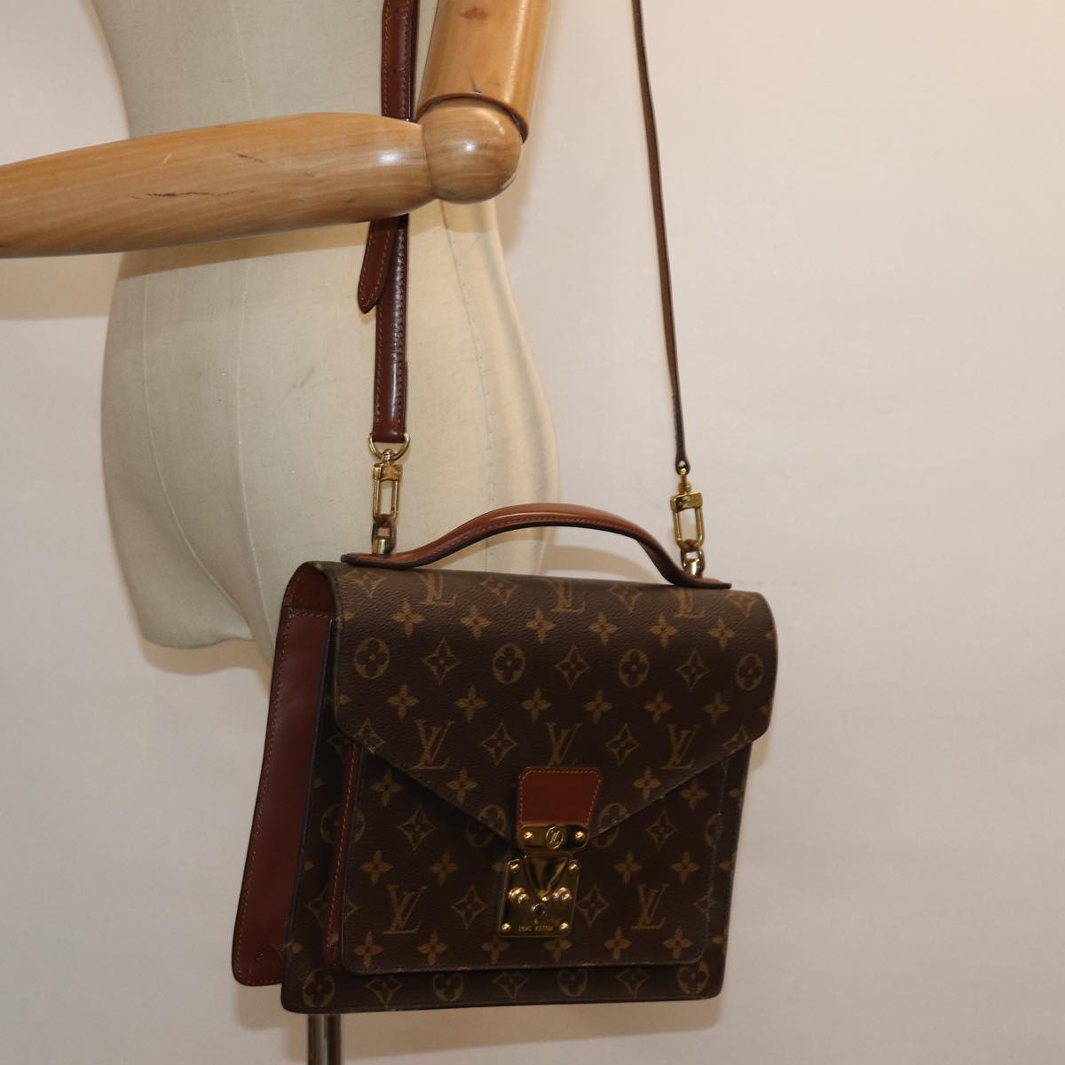 LOUIS VUITTON Monogram Monceau 28 Hand Bag 2way M51185 LV Auth 85572