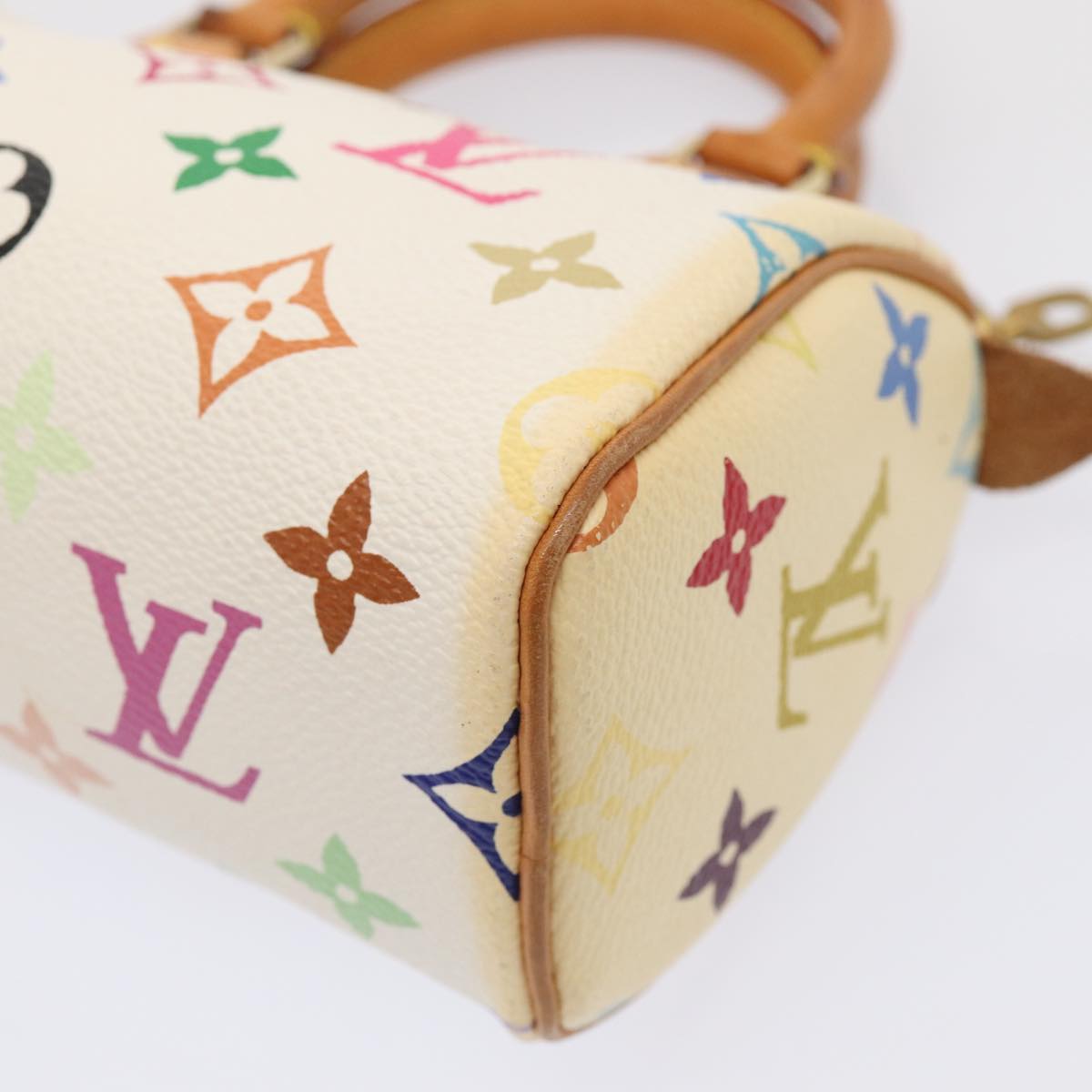 LOUIS VUITTON Monogram Multicolor Mini Speedy Hand Bag White M92645 Auth 85576