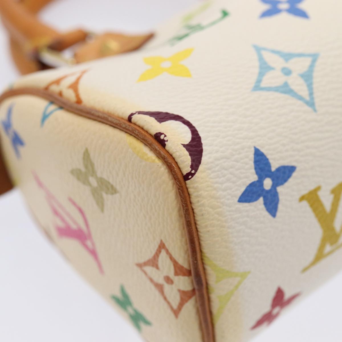 LOUIS VUITTON Monogram Multicolor Mini Speedy Hand Bag White M92645 Auth 85576