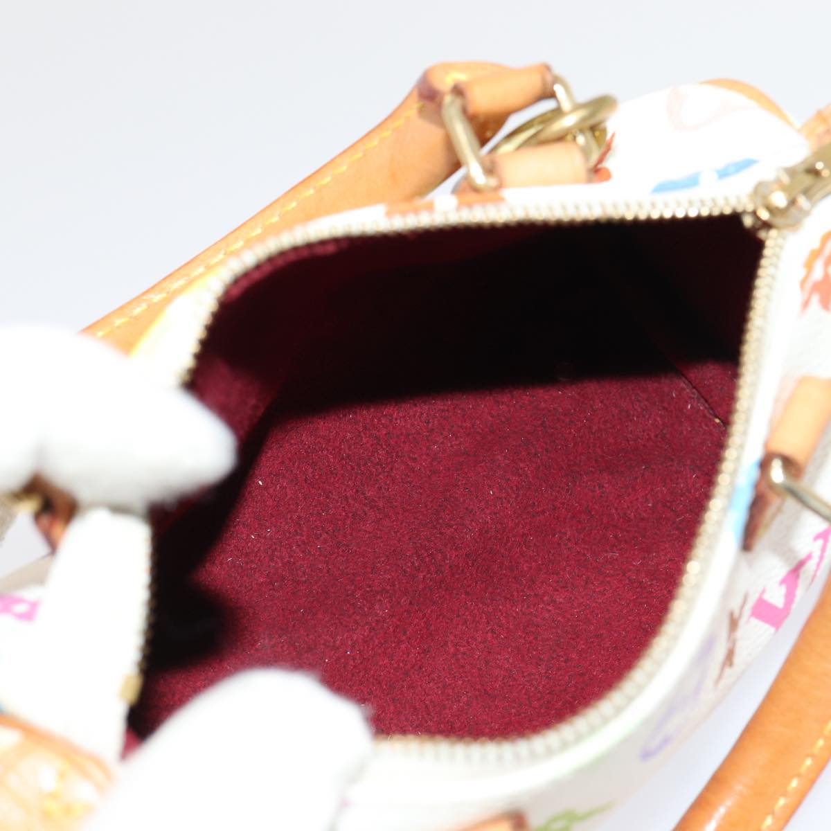 LOUIS VUITTON Monogram Multicolor Mini Speedy Hand Bag White M92645 Auth 85576