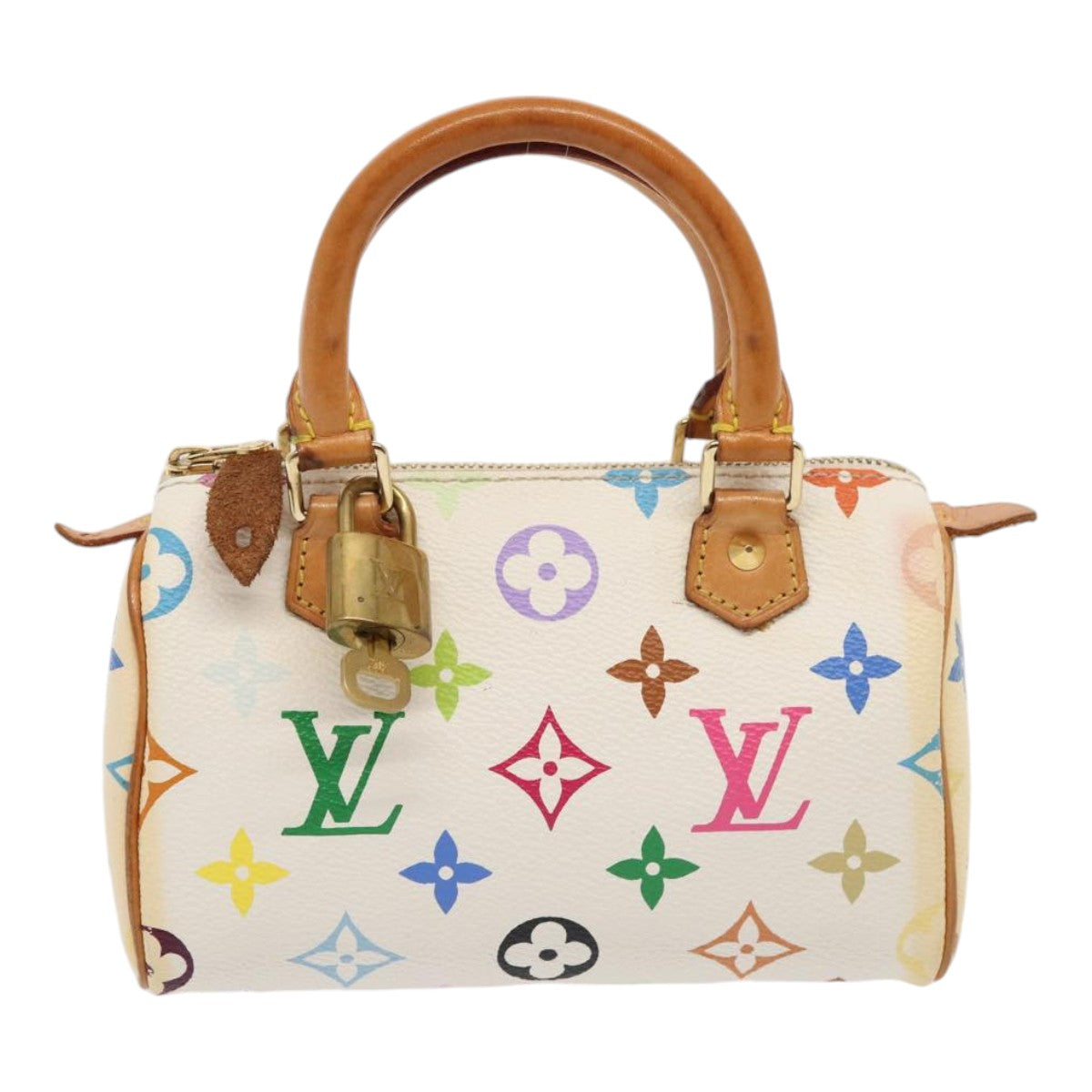 LOUIS VUITTON Monogram Multicolor Mini Speedy Hand Bag White M92645 Auth 85576