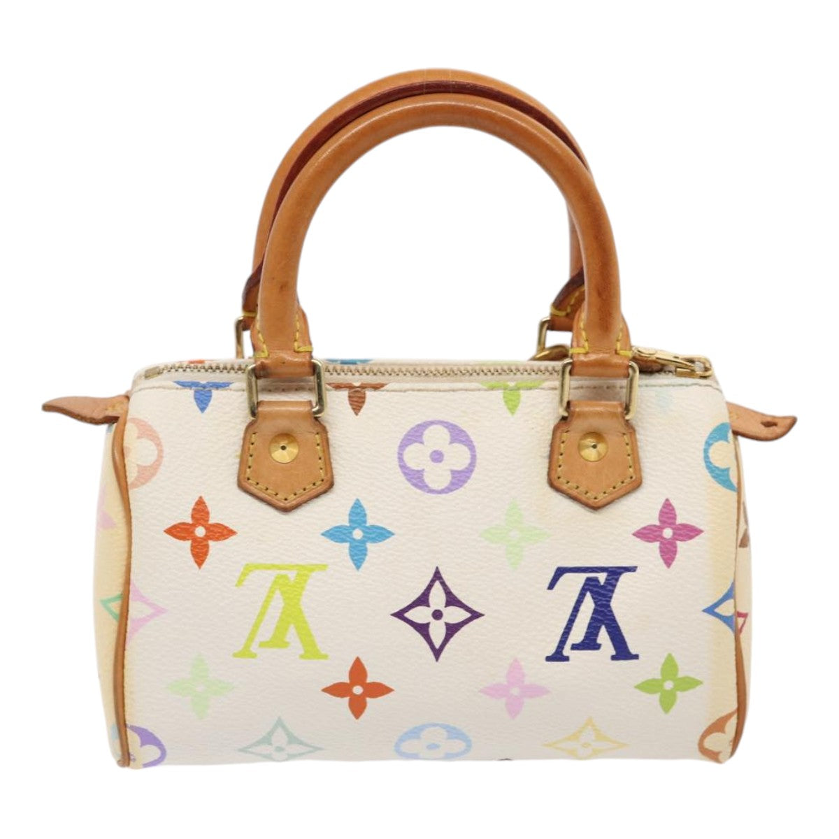 LOUIS VUITTON Monogram Multicolor Mini Speedy Hand Bag White M92645 Auth 85576 - 0