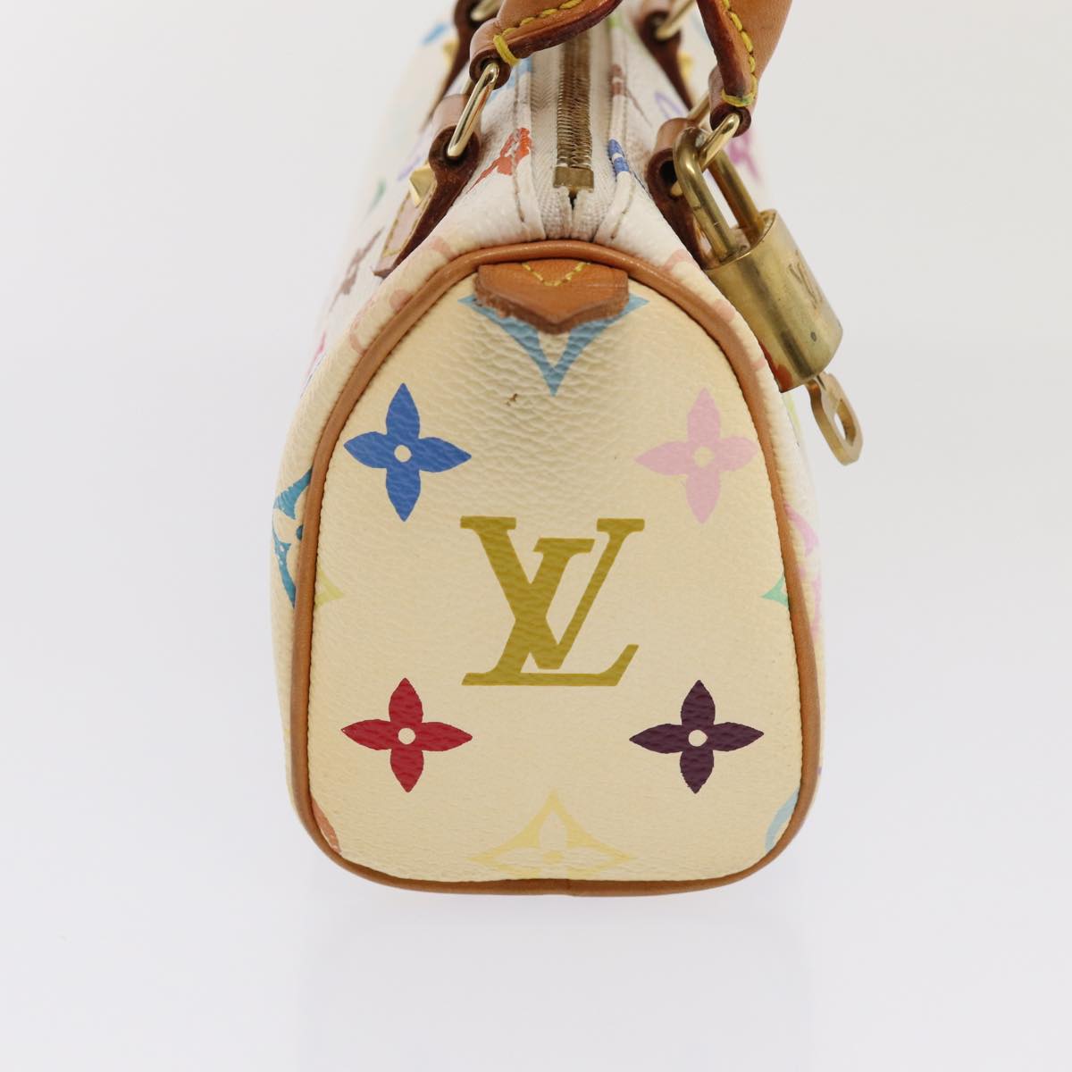 LOUIS VUITTON Monogram Multicolor Mini Speedy Hand Bag White M92645 Auth 85576