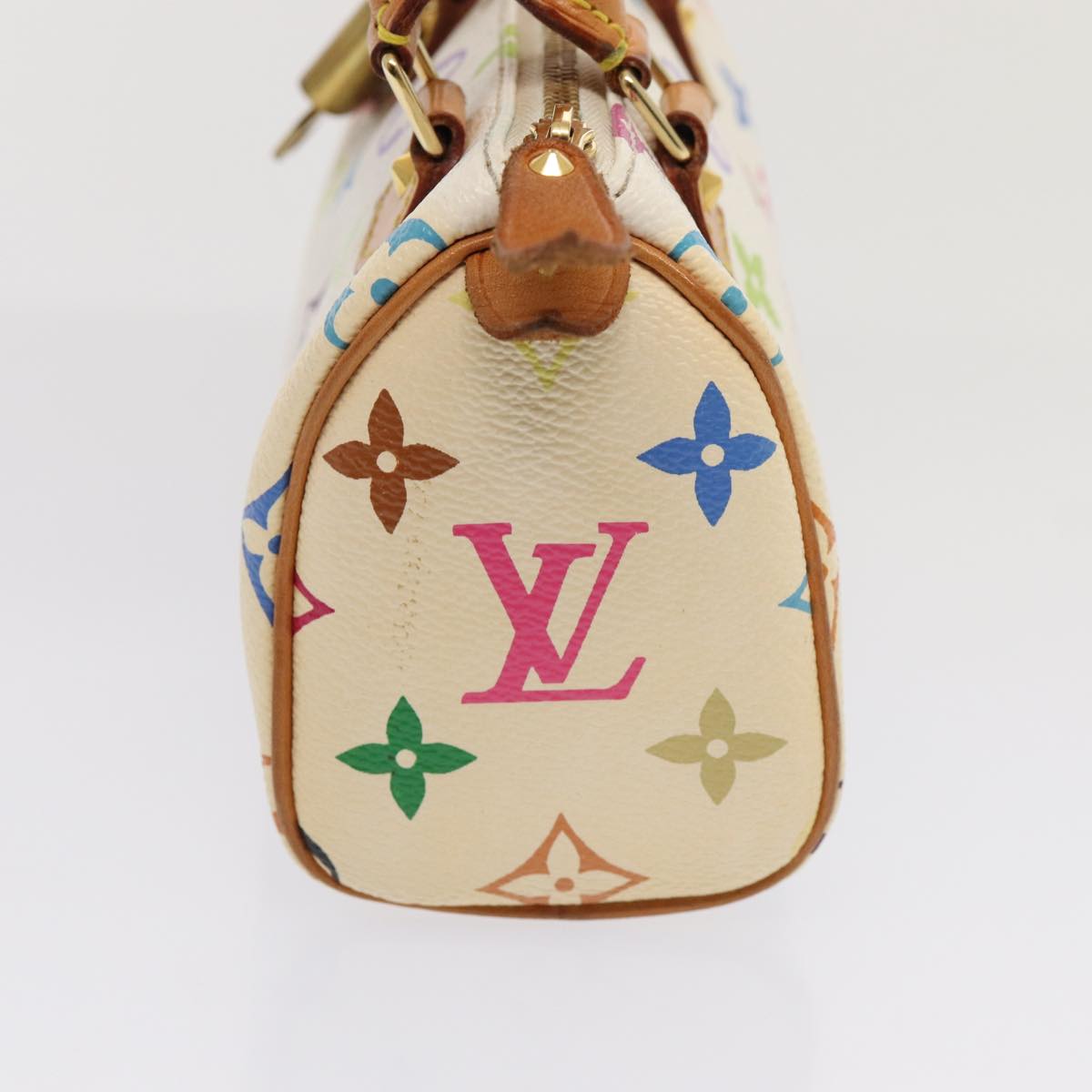 LOUIS VUITTON Monogram Multicolor Mini Speedy Hand Bag White M92645 Auth 85576