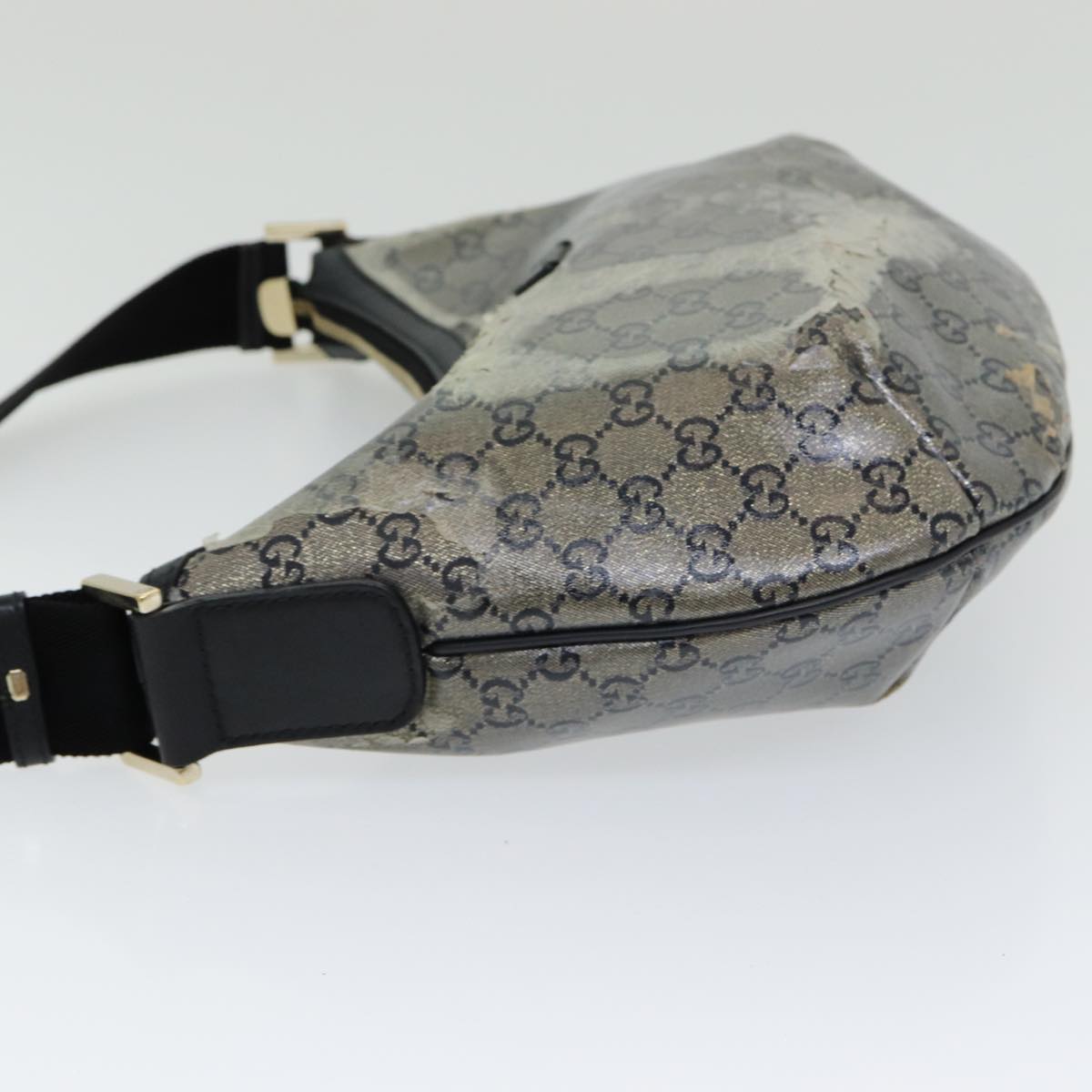 GUCCI GG Crystal Shoulder Bag Gold Navy 181092 Auth 85615