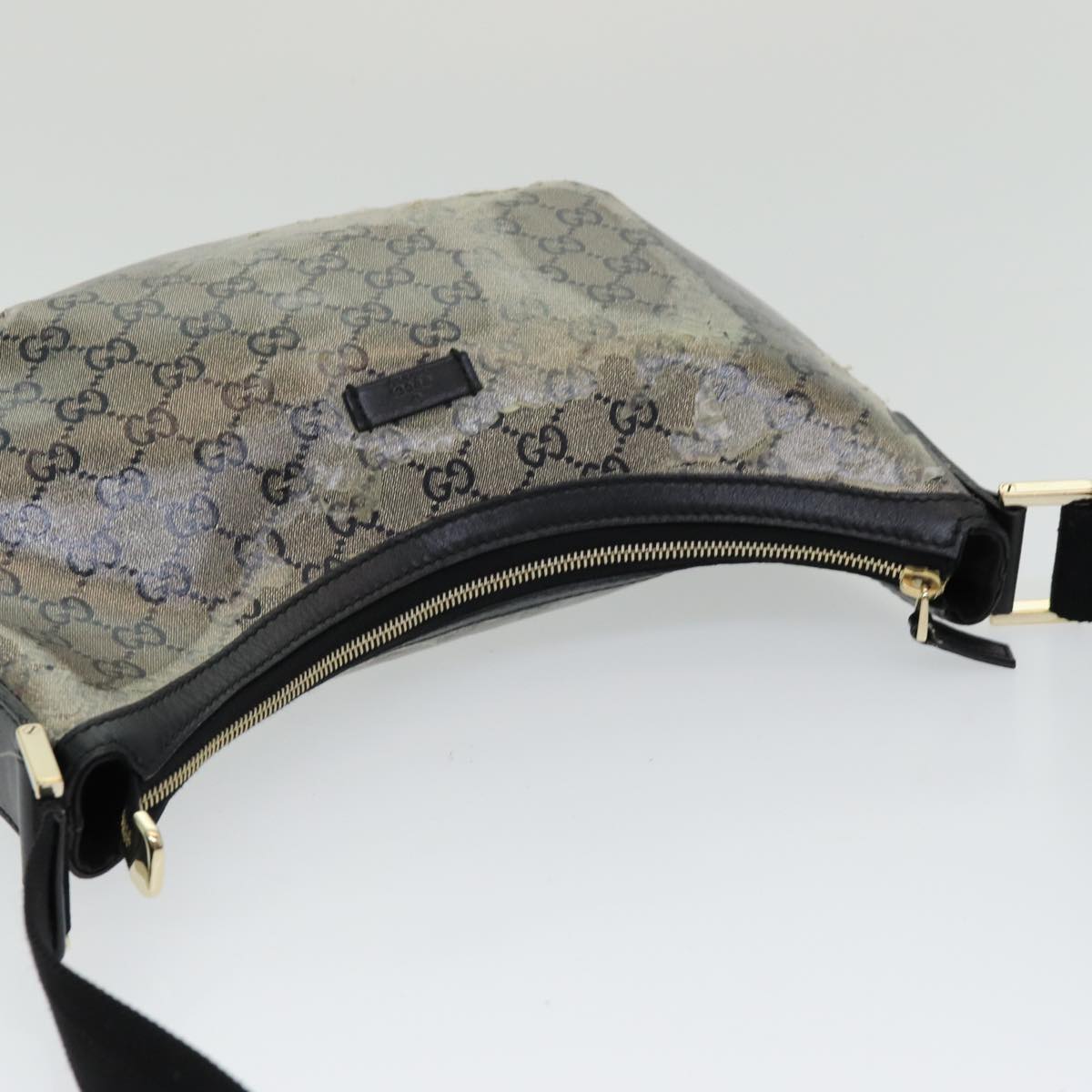 GUCCI GG Crystal Shoulder Bag Gold Navy 181092 Auth 85615