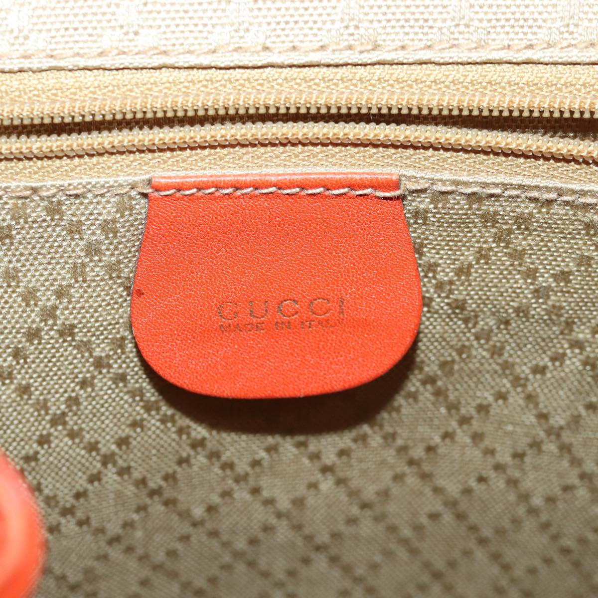 GUCCI Bamboo Backpack Leather Orange Gold 003 2058 0016 Auth 85617