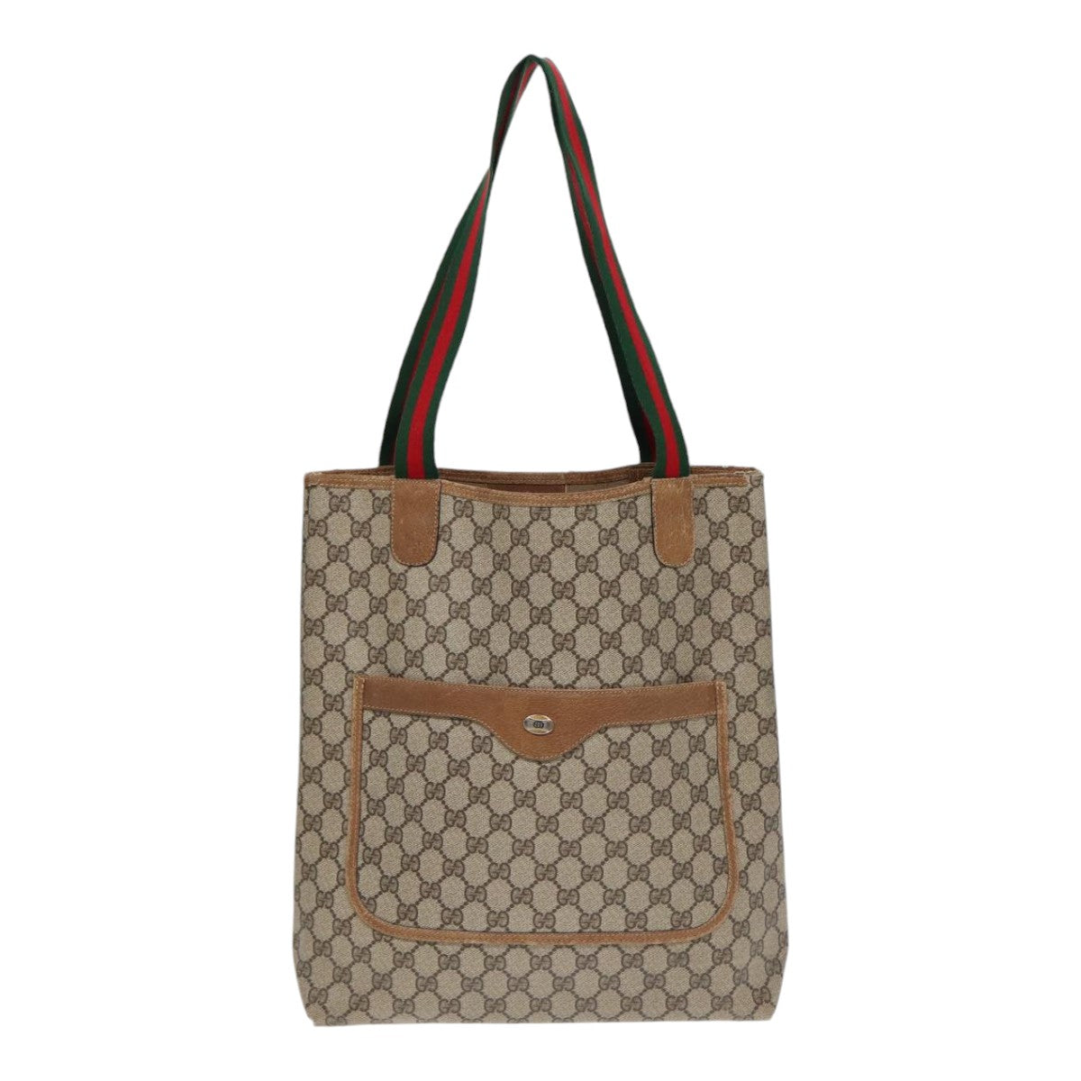 GUCCI GG Supreme Web Sherry Line Tote Bag PVC Beige Silver 39 02 003 Auth 85620 - 0