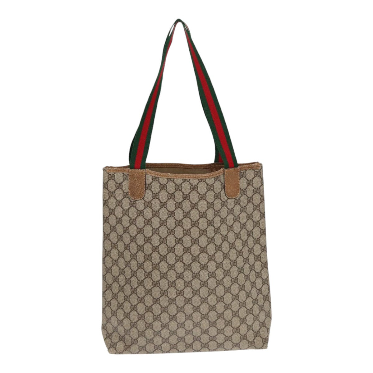 GUCCI GG Supreme Web Sherry Line Tote Bag PVC Beige Silver 39 02 003 Auth 85620