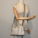 PRADA Bijoux Canapa PM Hand Bag Canvas 2way Gray Silver Auth 85622-26