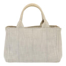 PRADA Bijoux Canapa PM Hand Bag Canvas 2way Gray Silver Auth 85622-2