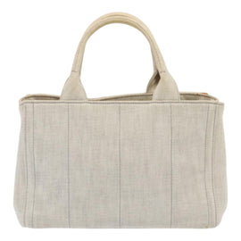 PRADA Bijoux Canapa PM Hand Bag Canvas 2way Gray Silver Auth 85622 - 0