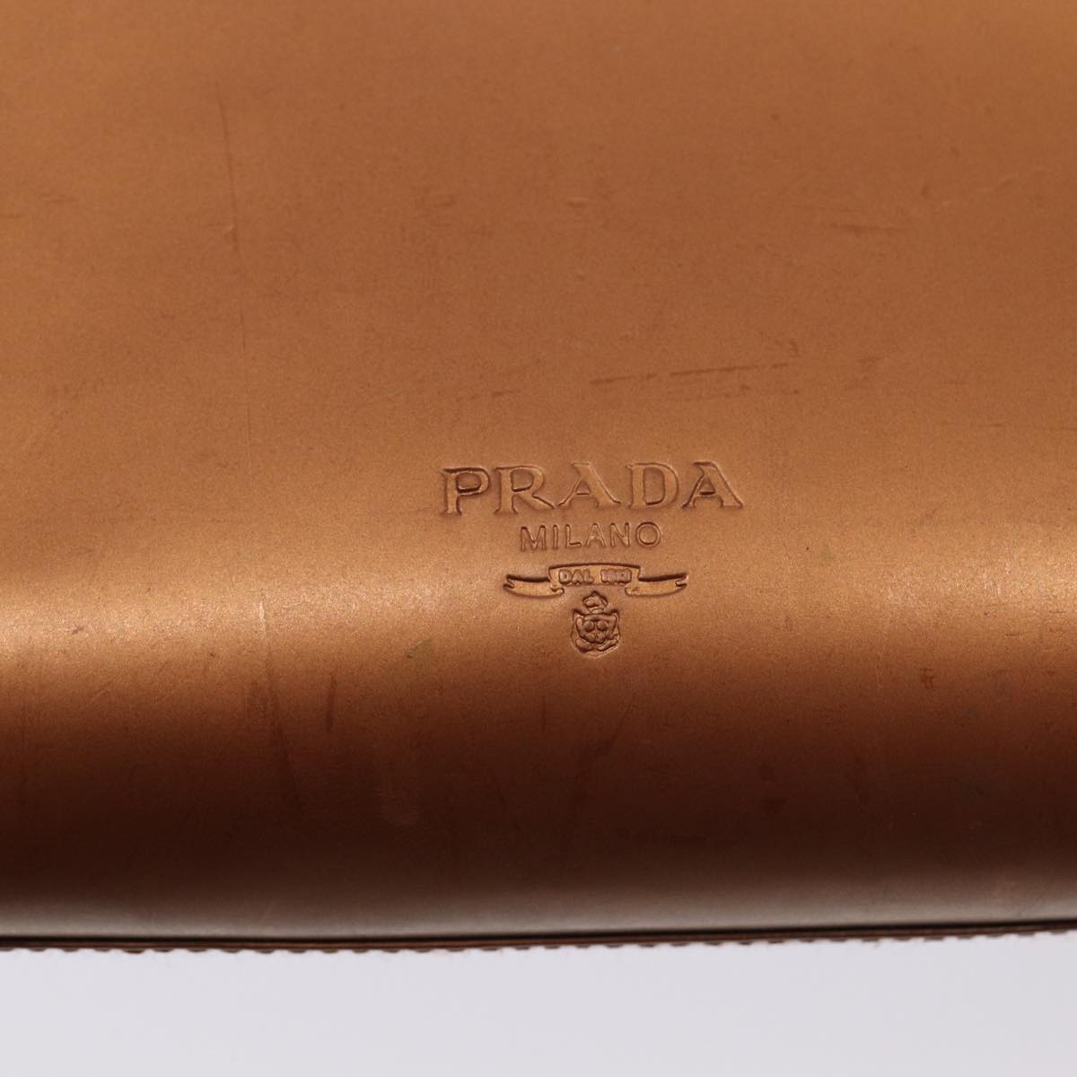 PRADA Shoulder Bag Patent leather Bronze Silver Auth 85623