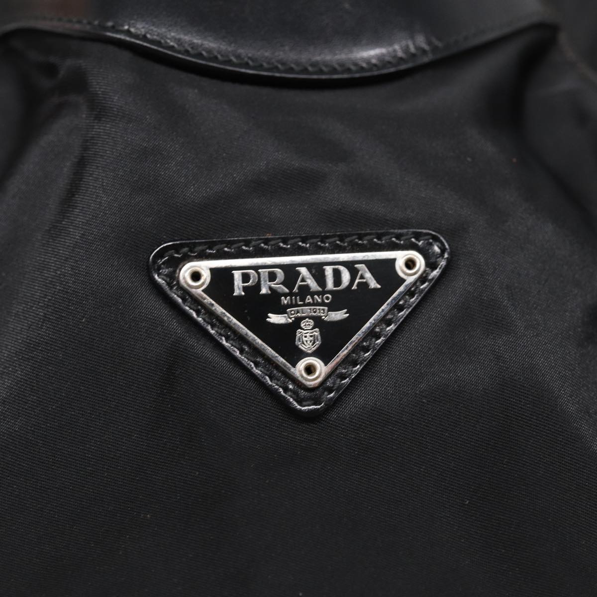 PRADA Shoulder Bag Nylon Black Silver Auth 85626