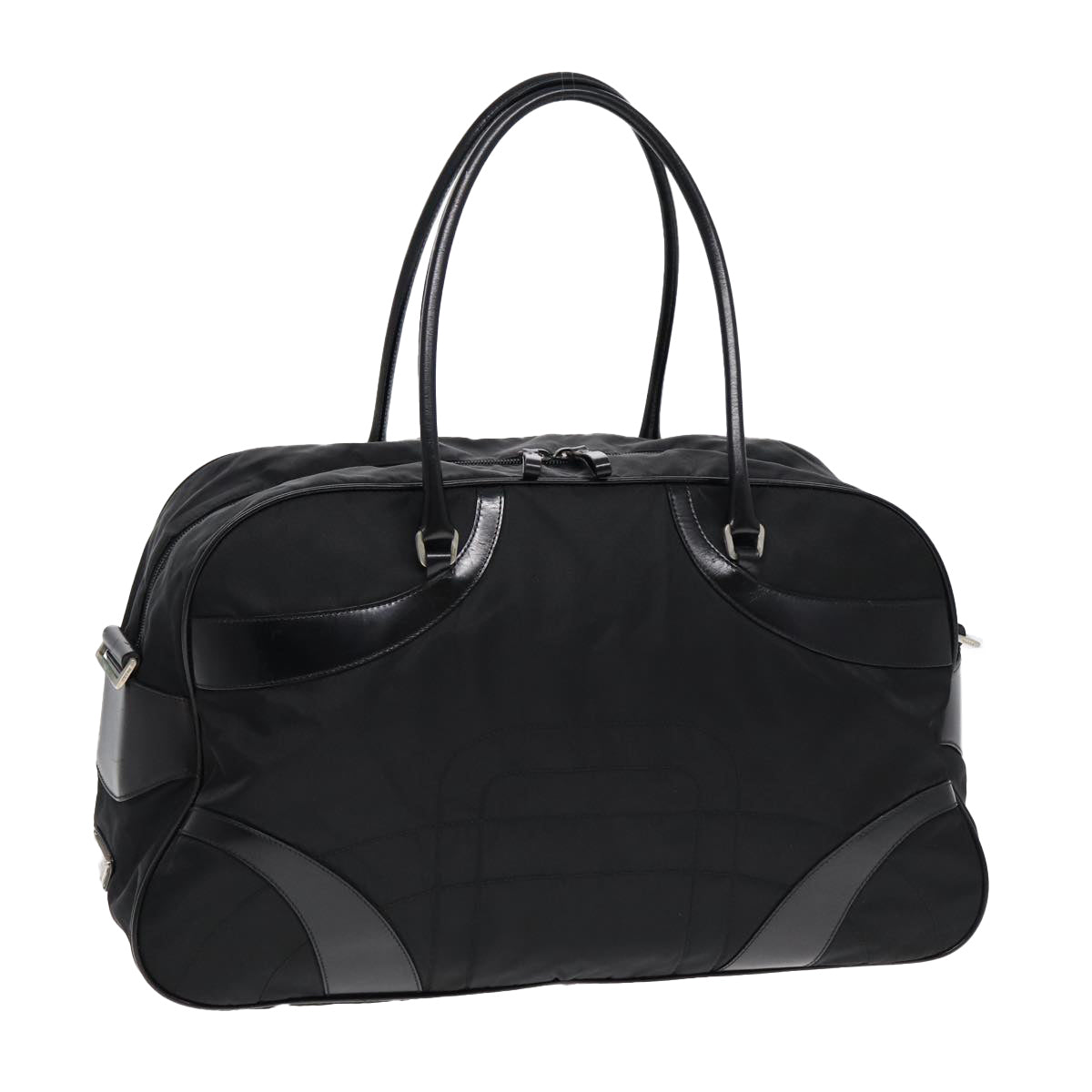 PRADA Shoulder Bag Nylon Black Silver Auth 85626