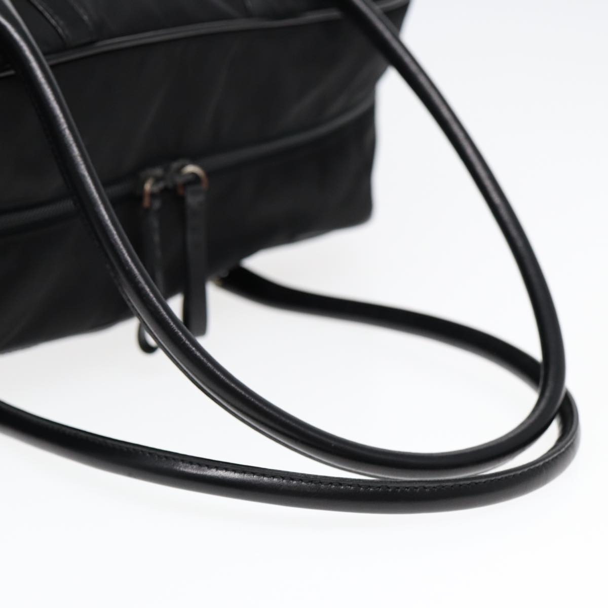 PRADA Shoulder Bag Nylon Black Silver Auth 85626