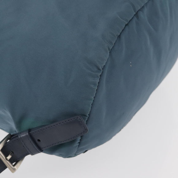PRADA Rucksack Nylon Blau Silber Auth 85634