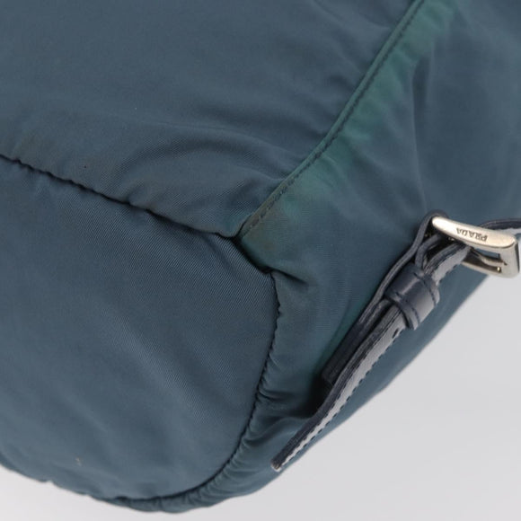 PRADA Rucksack Nylon Blau Silber Auth 85634