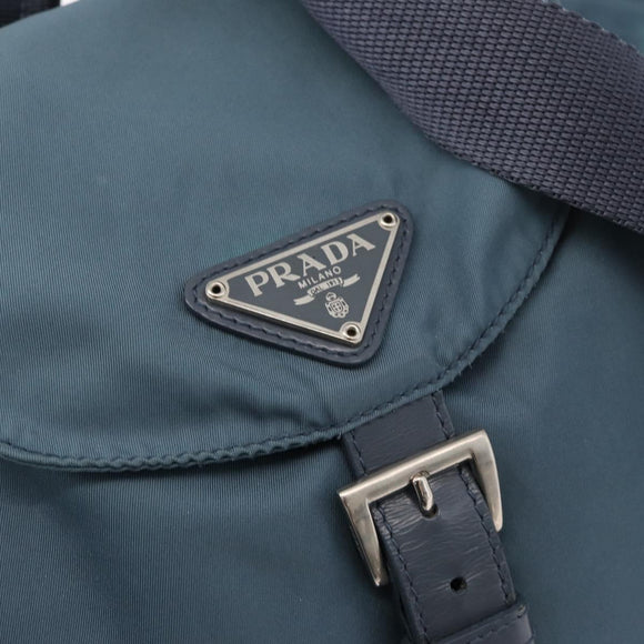 PRADA Backpack Nylon Blue Silver Auth 85634