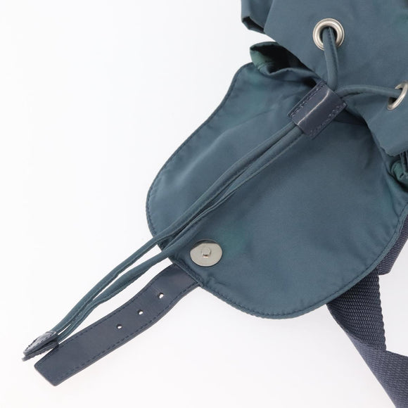 PRADA Backpack Nylon Blue Silver Auth 85634