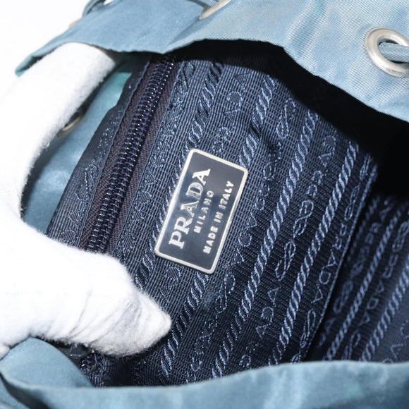 PRADA Backpack Nylon Blue Silver Auth 85634