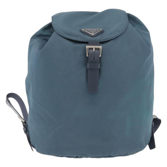 PRADA Backpack Nylon Blue Silver Auth 85634
