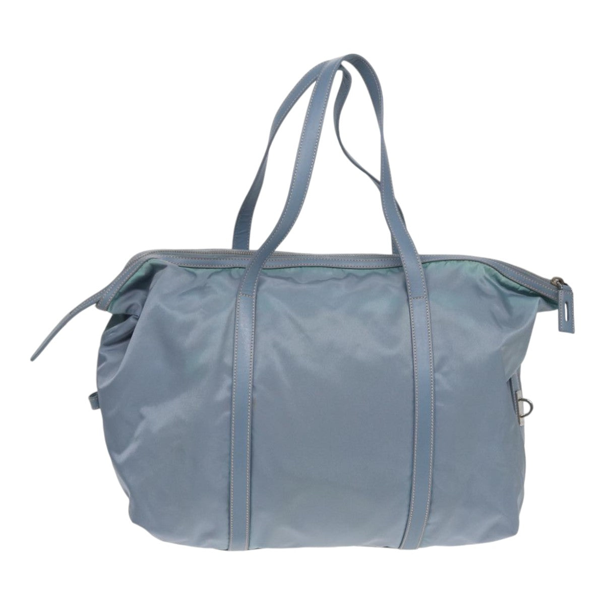 PRADA Tote Bag Nylon Light Blue Silver Auth 85637 - 0