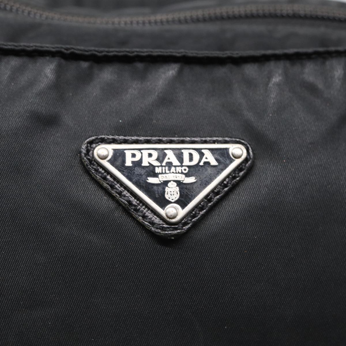 PRADA Shoulder Bag Nylon Black Silver Auth 85651