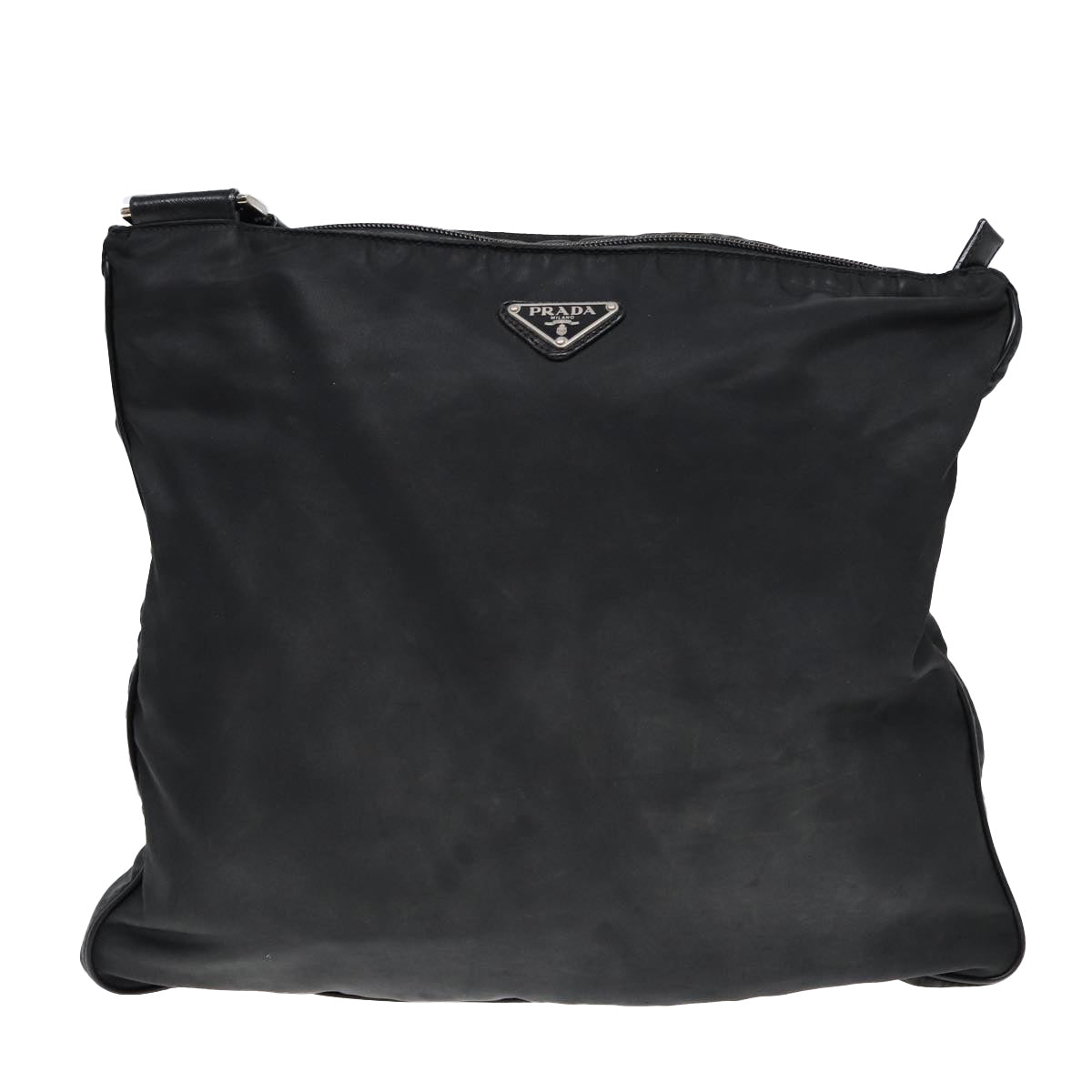 PRADA Shoulder Bag Nylon Black Silver Auth 85651