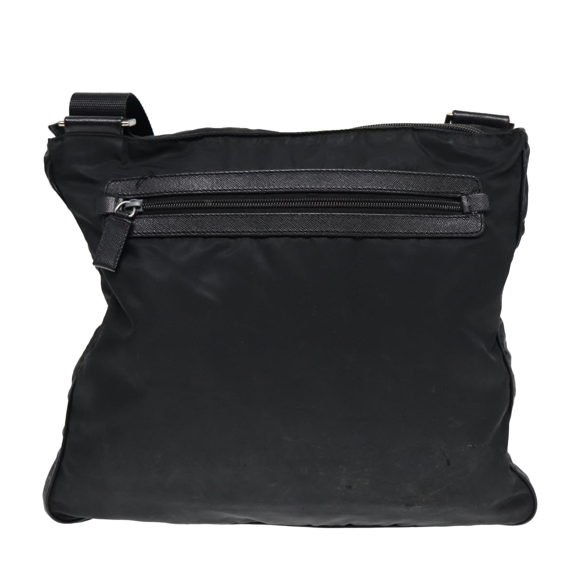 PRADA Shoulder Bag Nylon Black Silver Auth 85651