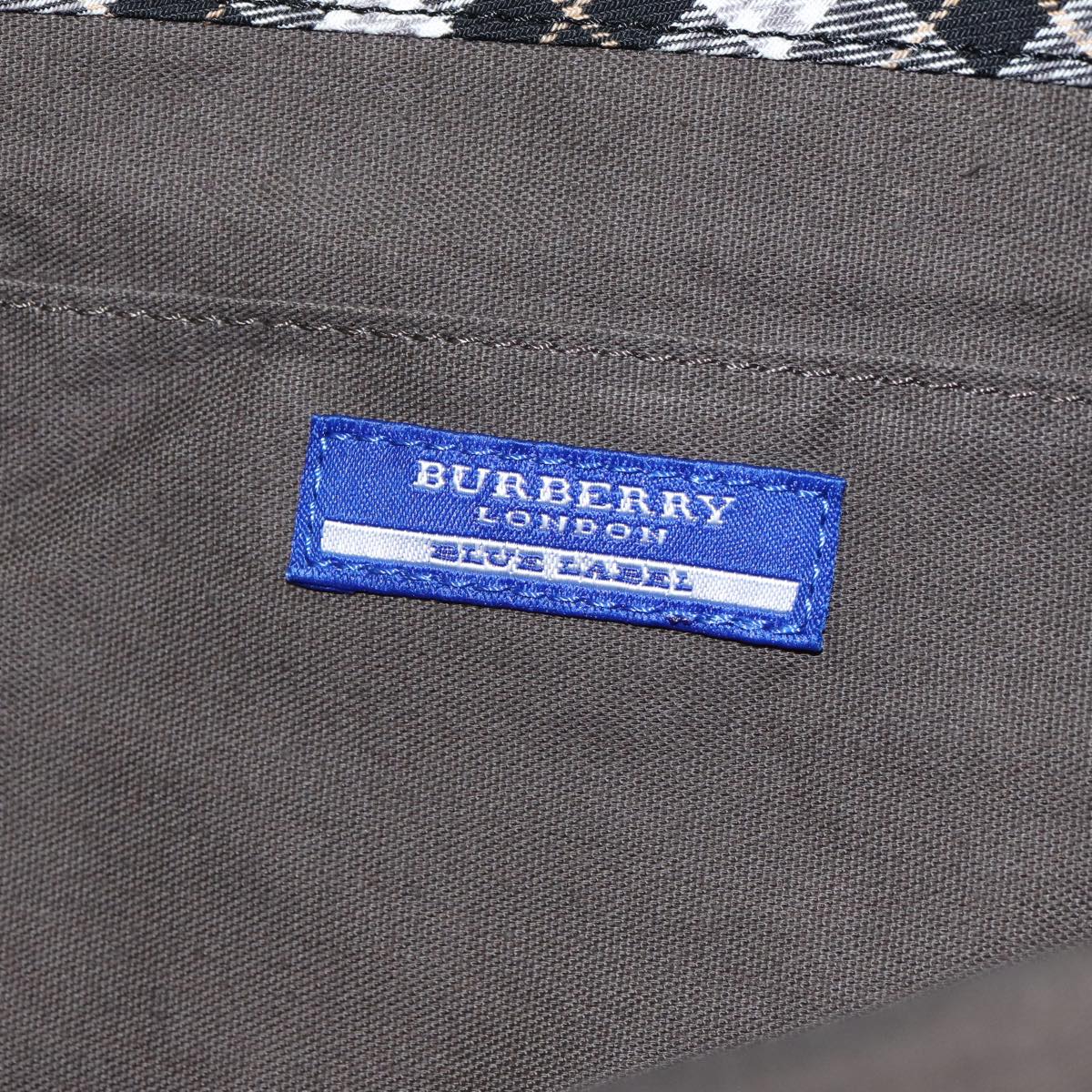 BURBERRY Blue Label Tote Bag Nylon Black Silver Auth 85653