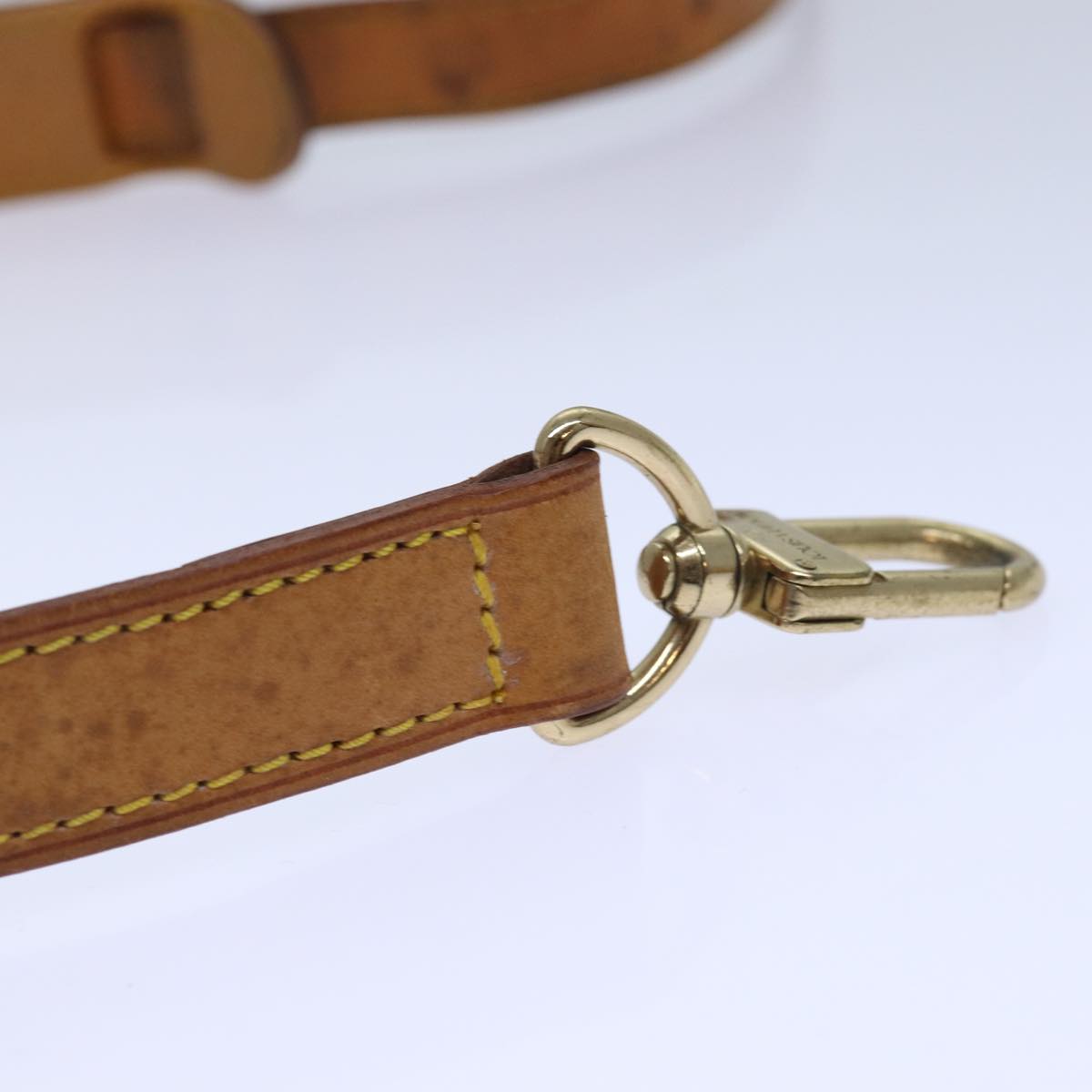 LOUIS VUITTON Adjustable Shoulder Strap Leather 35""-42.1"" Beige LV Auth 85658