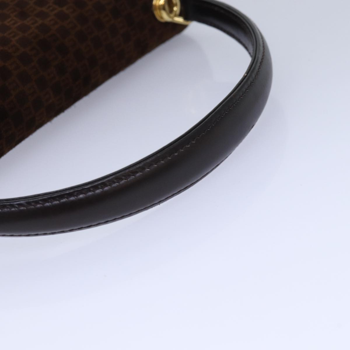 GUCCI Hand Bag Suede Brown Gold Auth 85683