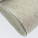 Christian Dior Honeycomb Canvas Shoulder Bag PVC Leather White Gold Auth 85684-9