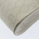 Christian Dior Honeycomb Canvas Shoulder Bag PVC Leather White Gold Auth 85684-14