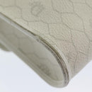 Christian Dior Honeycomb Canvas Shoulder Bag PVC Leather White Gold Auth 85684-15