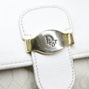 Christian Dior Honeycomb Canvas Shoulder Bag PVC Leather White Gold Auth 85684-10