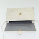 Christian Dior Honeycomb Canvas Shoulder Bag PVC Leather White Gold Auth 85684-11
