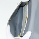 Christian Dior Honeycomb Canvas Shoulder Bag PVC Leather White Gold Auth 85684-12