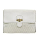 Christian Dior Honeycomb Canvas Shoulder Bag PVC Leather White Gold Auth 85684-13