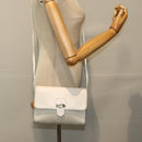 Christian Dior Honeycomb Canvas Shoulder Bag PVC Leather White Gold Auth 85684-21