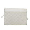 Christian Dior Honeycomb Canvas Shoulder Bag PVC Leather White Gold Auth 85684-2